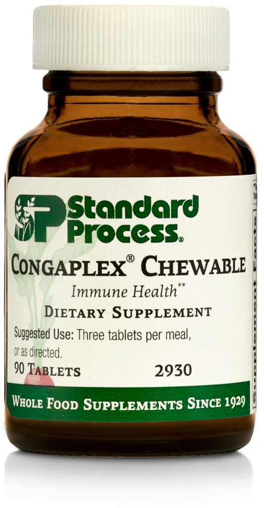 Standard Process Inc. Congaplex (Chewable) - Whole Food RNA Supplement, Antioxidant, Immune Support with Thymus, Shiitake, Reishi Mushroom Powder, Organic Sweet Potato, Wheat Germ - 90 Tabs