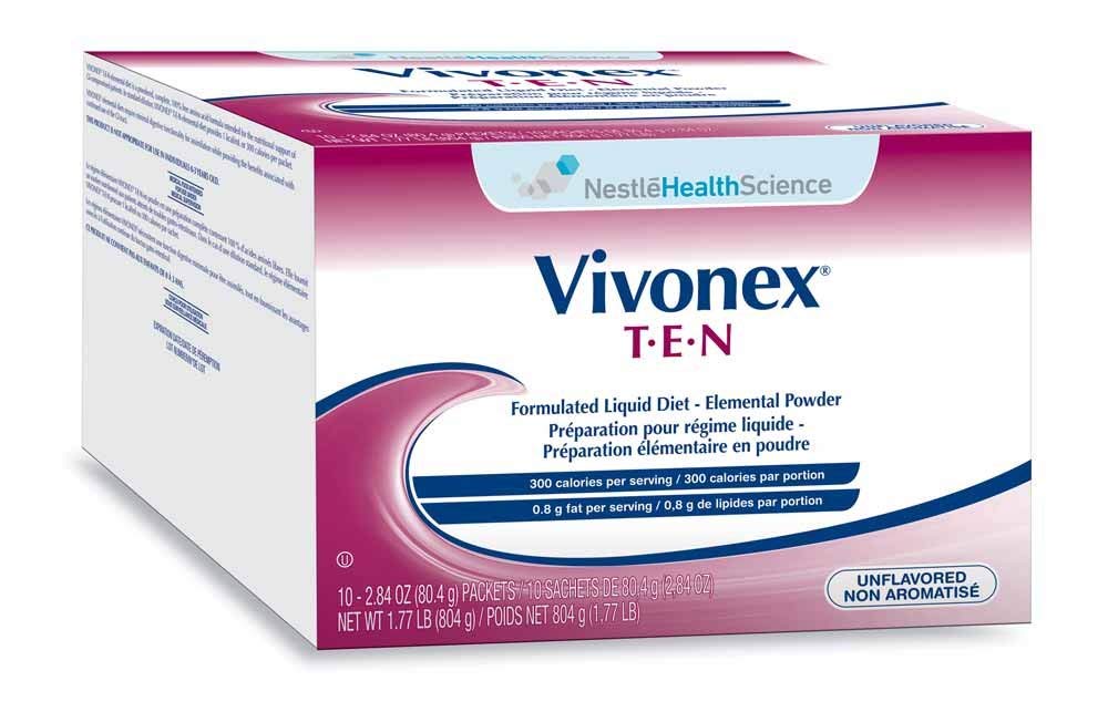Vivonex T.E.N Elemental Powder 07127400 2.84 oz Box of 10, Unflavored