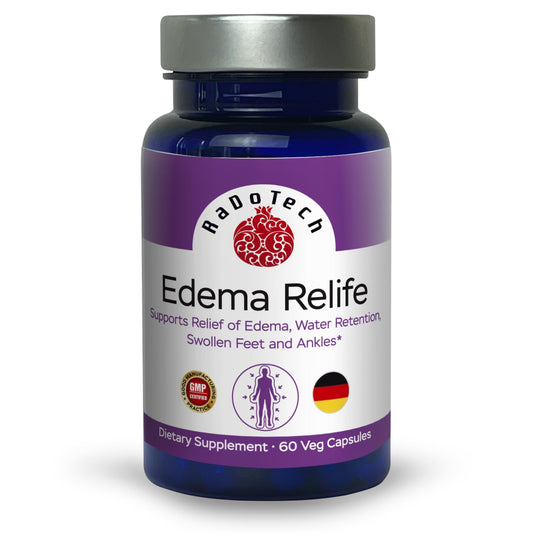 RaDoTech Edema Relife Support Relief of Edema, Water Retention, Swollen Feet and Ankles 60 Veg Capsules GMP