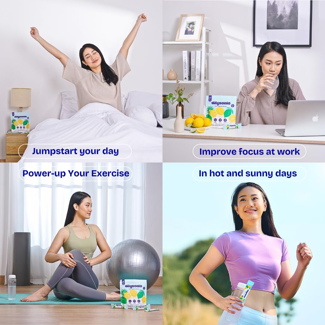 DRINK DAYTONIC Hydration Powder Electrolytes, 25 Servings | Vitamins C, B12 & B6, Niacin, 480mg Sodium & More | Low Calorie & Aspartame-Free Electrolyte Drink Mix | Lemon Lime IV Hydration Packets