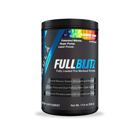 BFF Build Fast Formula FULLBLITZ Fully Loaded Pre-Workout | Energy Booster + Huge Dual Pathway Nitric Oxide Boosting Muscle Pumps, Laser Focus & Nootropic Blend - 24 Workouts (Rainbow Candy)