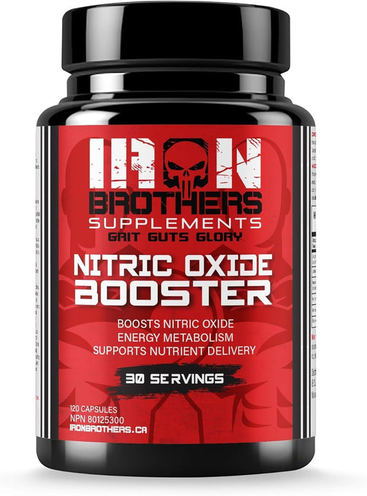 Iron Brothers Supplements Nitric Oxide Booster | Extra Strength Pumps Supplements | Pre-Workout with L-Arginine | Maximum Blood Flow & Vascularity | Increase Muscle Pumps, Energy & Endurance - 30 days