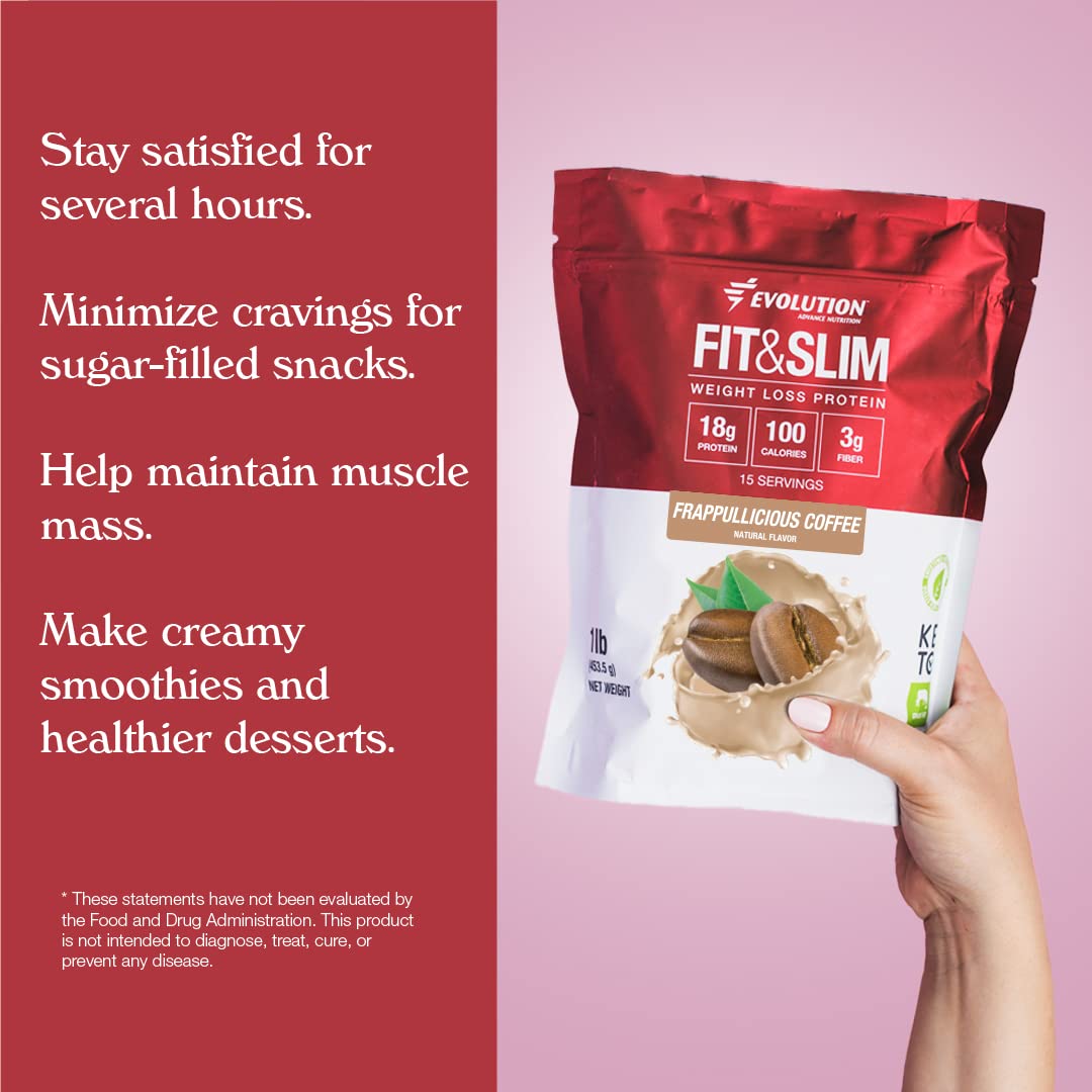 Evolution Advance Nutrition Fit & Slim Blend - Grass-Fed Whey Protein Powder for Easy Digestion, Keto-Approved, Non-GMO, Stevia Sweetened, Natural Flavor - 2 Pounds (Frappullicious Coffee)