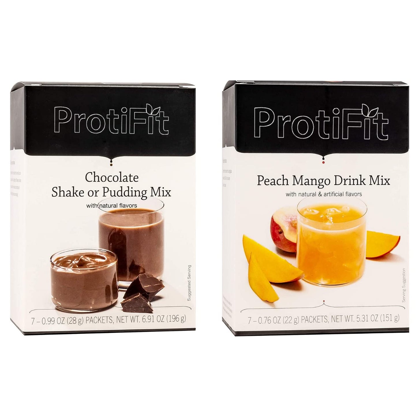 PROTIFIT - Meal Replacement Chocolate Shake & High Protein Peach Mango Fruit Drink, Gluten Free, Keto, Low Calorie, Low Carb, Weight Loss Food, Bariatric Diet, Ideal Protein Compatible, 14 Total Servings