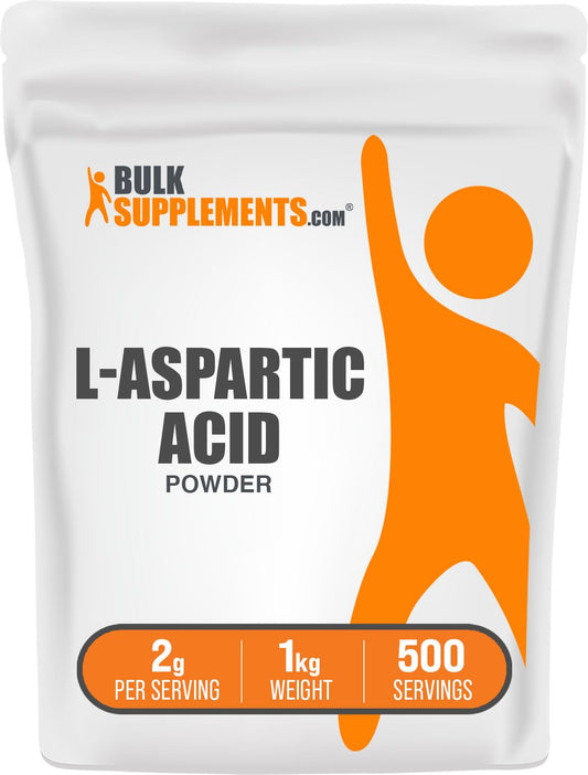 BulkSupplements.com L-Aspartic Acid Powder - Aspartic Acid Supplement, Amino Acids Supplement for Energy Support - Gluten Free, 2000mg per Serving, 1kg (2.2 lbs) (Pack of 1)