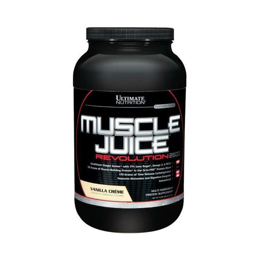 Ultimate Nutrition Muscle Juice Revolution 2600 Weight Gainer, Muscle Recovery with Glutamine, Micellar Casein, Time Release Complex Carbohydrates, Vanilla Protein Powder, 4.69 Pounds