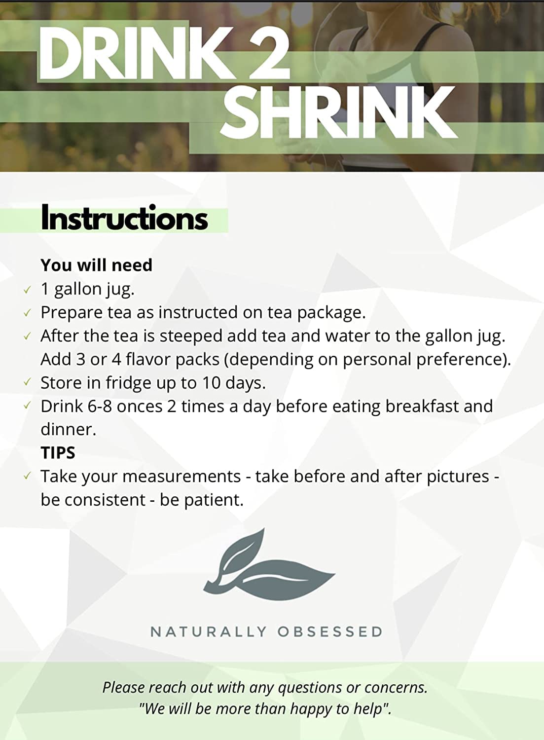 Naturally Obsessed 2 Week DRINK2SHRINK Detox Tea Formula Flat Belly System Detox Kit | NOT PREMADE (Pineapple)