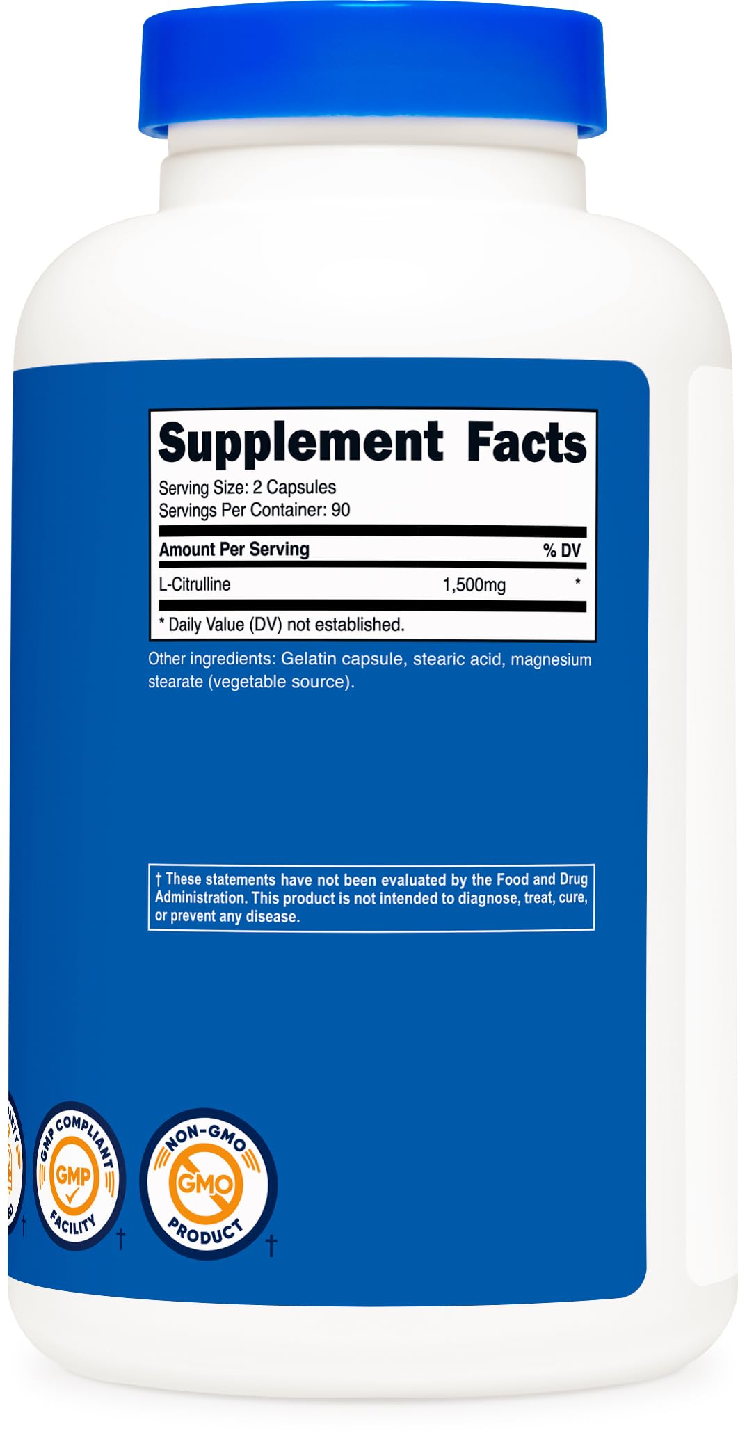 Nutricost L-Citrulline 1500mg, 180 Capsules - 750mg Per Capsule, Gluten Free, Non-GMO, Packaging May Vary