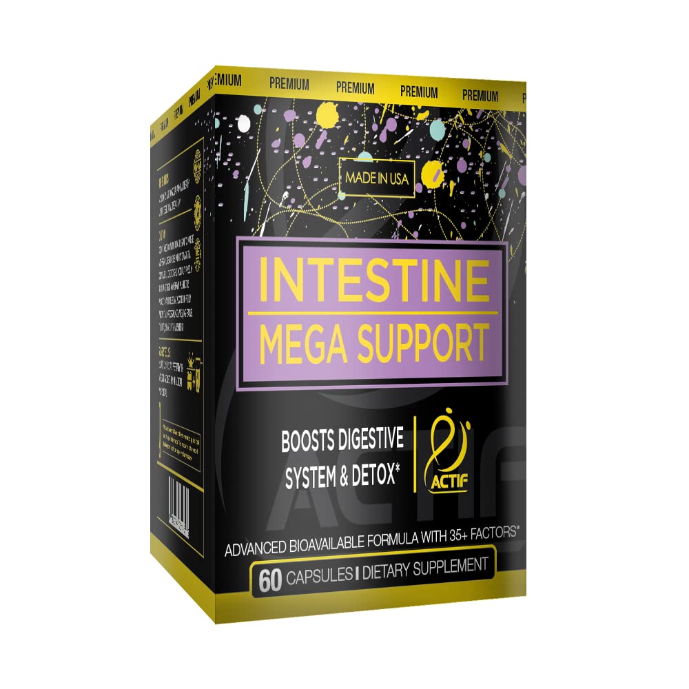 Actif Intestine Mega Support - Maximum Strength Energy Boost & Gut Health - Supports Digestion, Detox & Cleansing