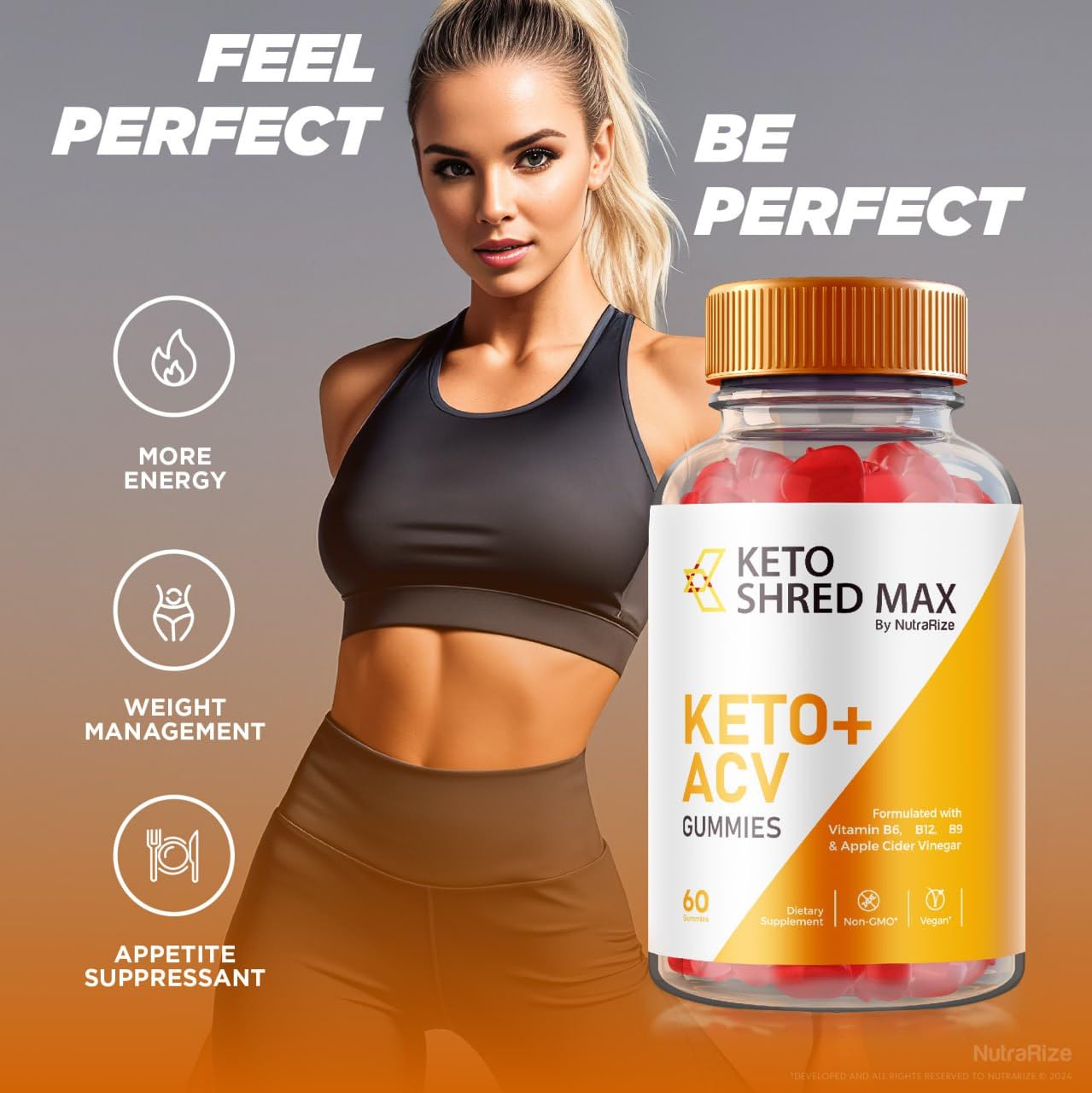 NutraRize Keto Shred Max Keto + ACV Gummies, Keto Shred Max Formula for Advanced Weight Loss, Supplement, Gomitas Reviews (60 Gummies)