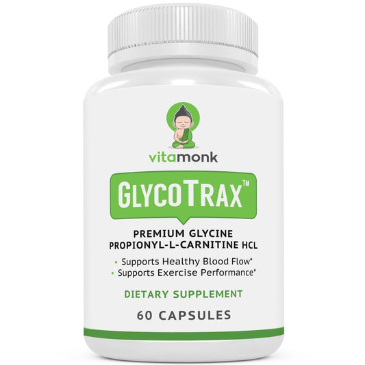 VitaMonk GlycoTrax - High Absorption GPLC Supplement - No Artificial Fillers - GPLC Glycine Propionyl-L-Carnitine Capsules Supplements to Support Healthy Blood Flow - 60 Capsules