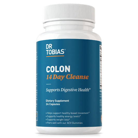 Dr. Tobias Colon 14 Day Cleanse, Advanced Gut Cleanse Detox for Women & Men with Cascara Sagrada, Psyllium Husk, Senna Leaf & Probiotics, Non-GMO Colon Cleanse, 24 Capsules, 1-2 Daily
