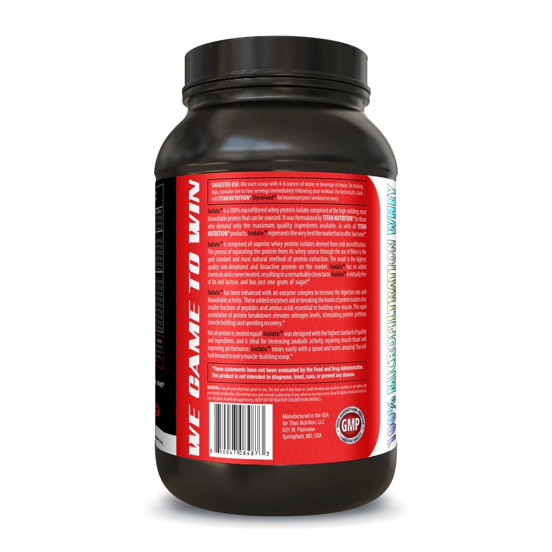 Titan Isolate Whey Protein, 2 lbs - Microfiltered Whey Isolate Accelerates Recovery, Supports Muscle Growth, 23g of Protein, BCAAs, Digestive Enzymes (Creamy Peanut Butter)