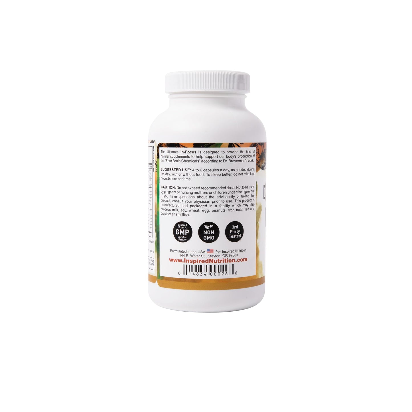 Inspired Nutrition in-Focus - Supports Mental Clarity - No Caffeine - 180 Capsules