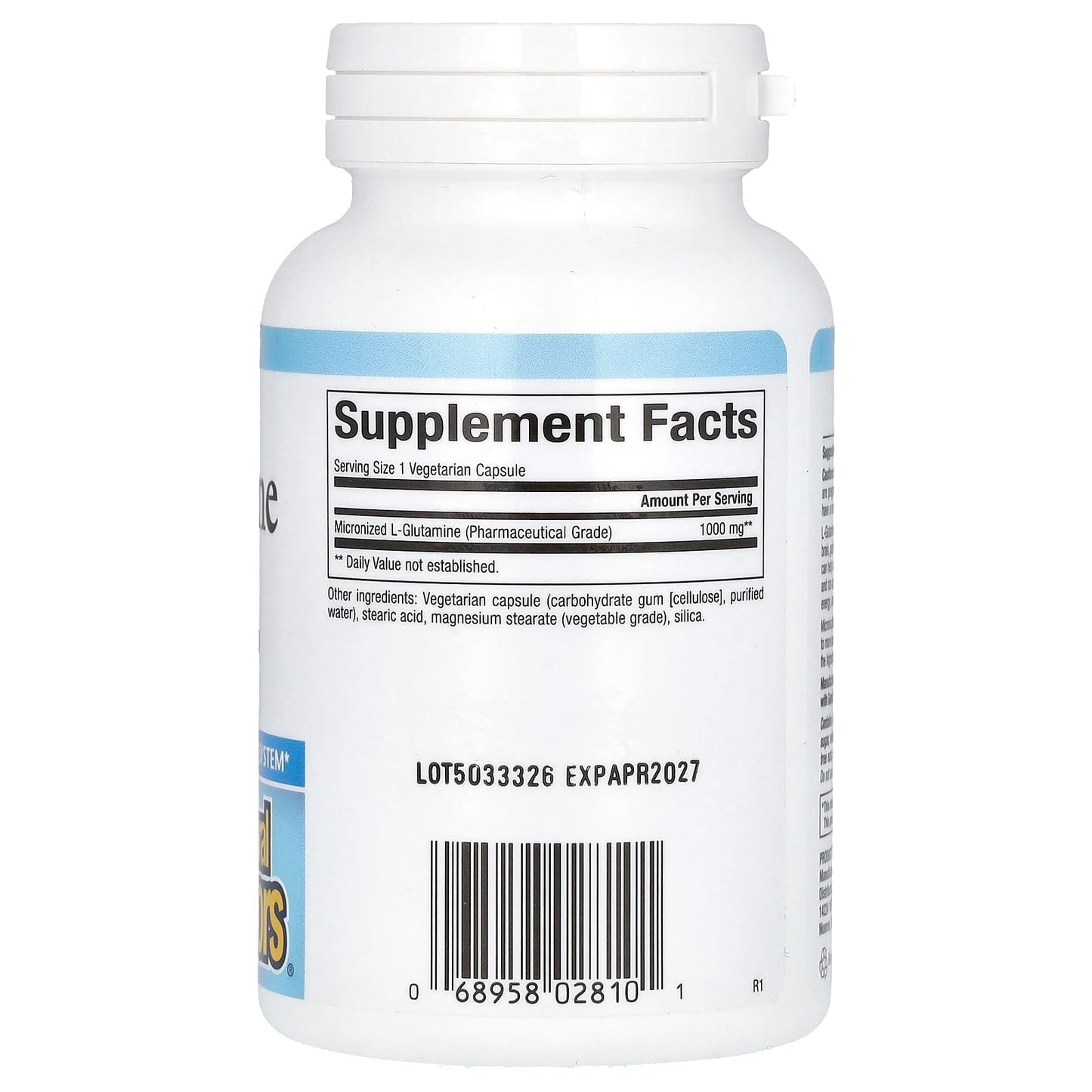Natural Factors - Micronized L-Glutamine 1000mg, Support for Muscle Tissue & Immune System, 90 Vegetarian Capsules