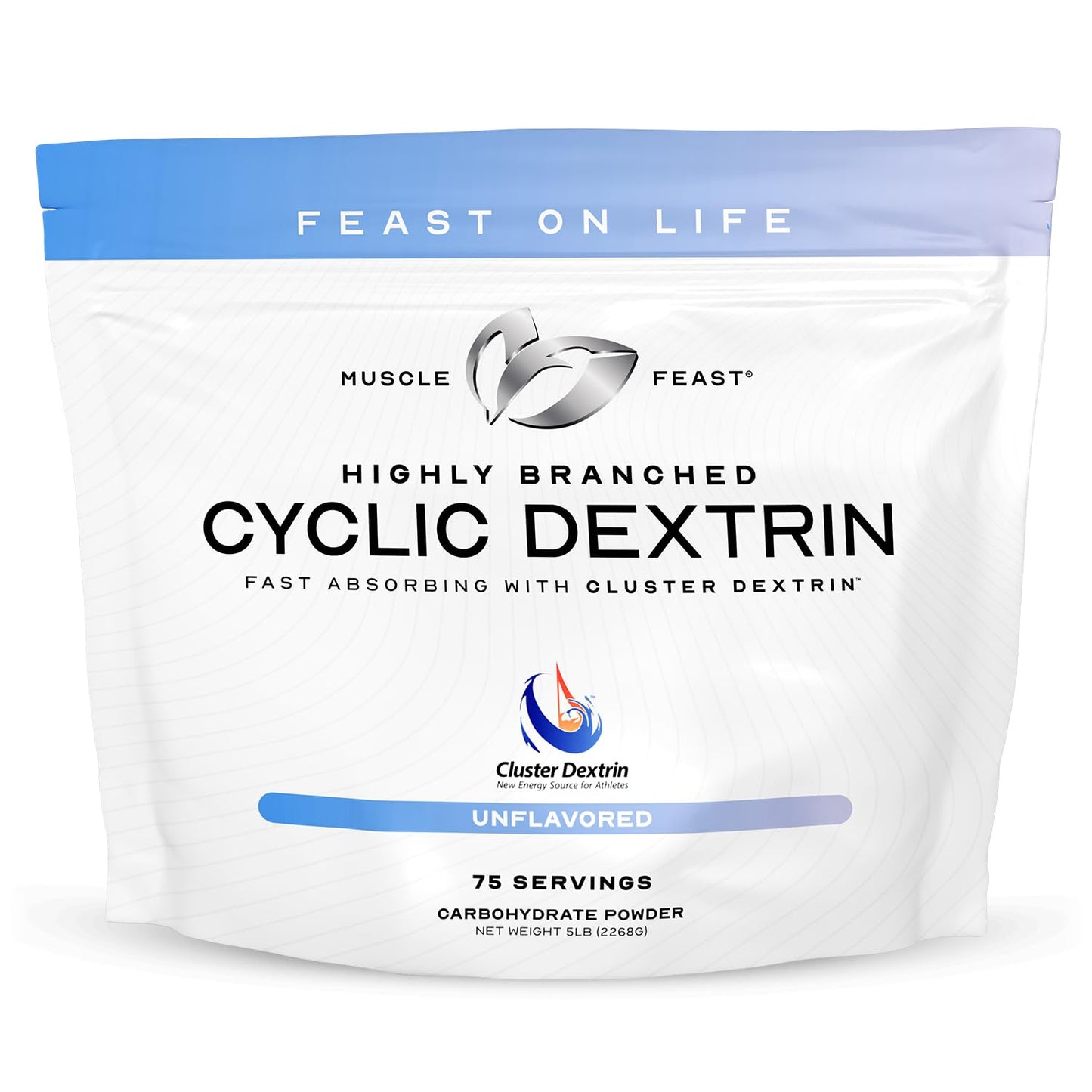 Muscle Feast Highly Branched Cyclic Dextrin Premium Pre-Workout or Post-Workout Supplement, Unflavored, 5lbs
