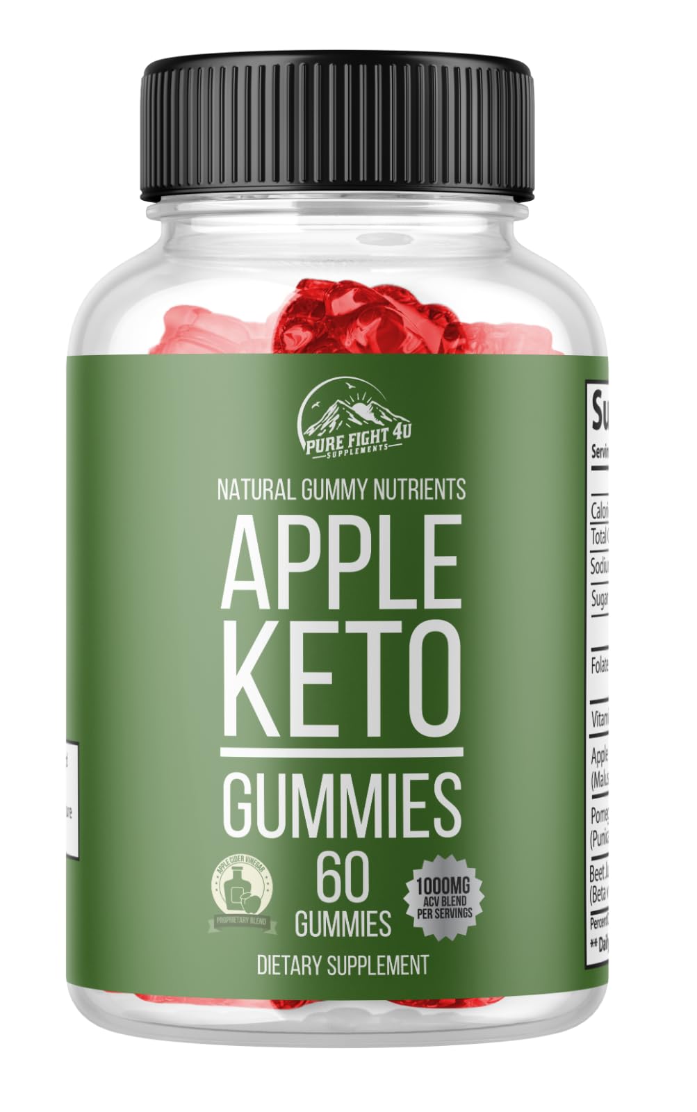 Apple Keto Gummies | Weight Management, Advanced Weight Loss Support | Dietary Supplement 60 Gummies