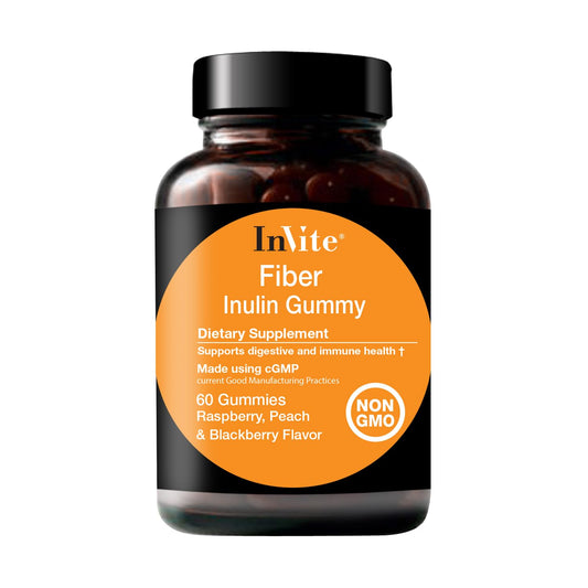 Invite Health Fiber Inulin Gummy - Digestive Support and Cardiovascular Health - 60 Gummies (2-Pack)