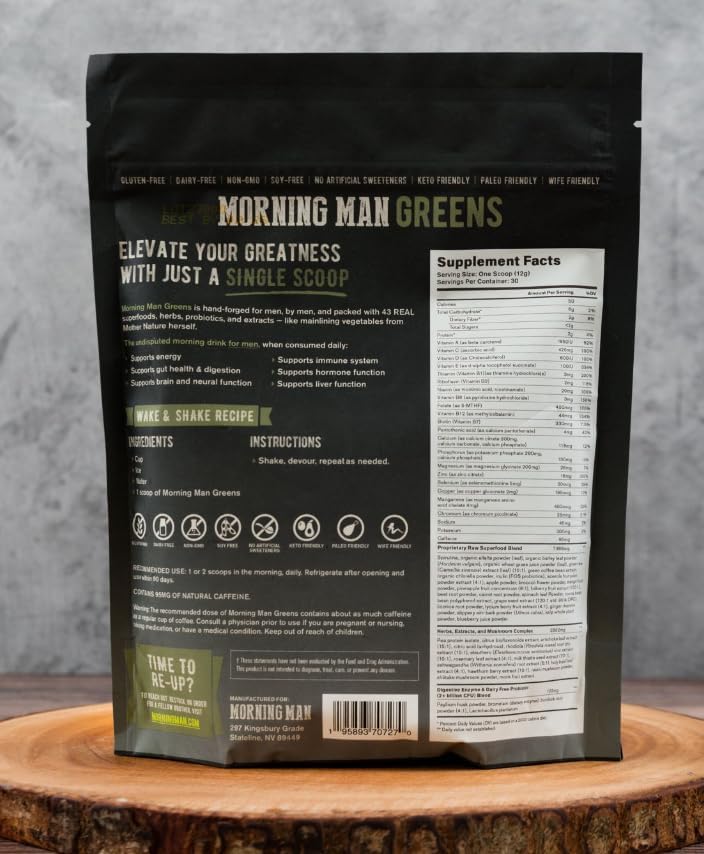 Best Tasting Greens Probiotic Superfood Mix, 95mg Caffeine, Kick Start Your Morning, 75+ Vitamins, Green Tea & Coffee Extracts, Digestive Enzymes, Gluten Free, Vegan, Energy, Gut Health, 30 Servings