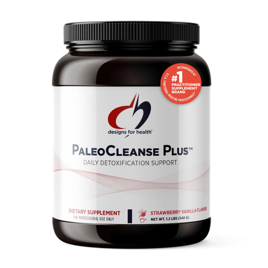 Designs for Health PaleoCleanse Plus - Detox Powder with 18g Bone Broth Protein, Antioxidant Herbs, Vitamins + Minerals - Smoothie Shake Drink Mix, Strawberry-Vanilla Flavor (15 Servings / 540g)