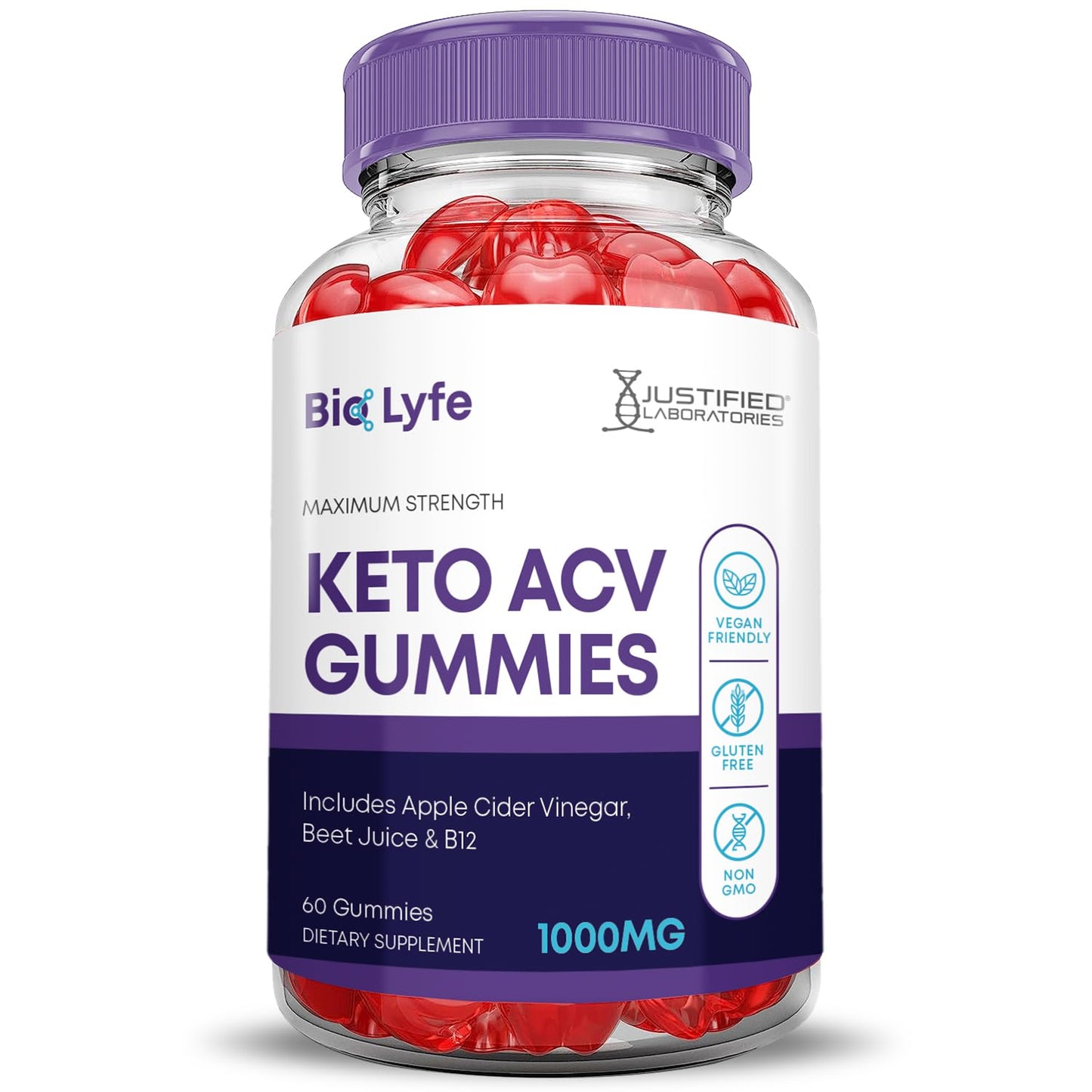 (3 Pack) Bio Lyfe Keto ACV Gummies Advanced Formula 1000MG Biolyfe Keto Gummies Apple Cider Vinegar Formulated with Pomegranate Beet Juice Powder B12 Vegan Non GMO 180 Gummys