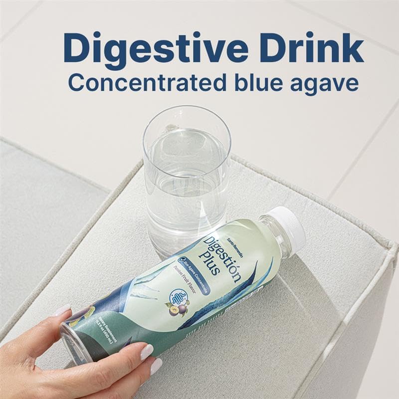 Santo Remedio Digestion Plus, Concentrated Blue Agave Drink, 30 Servings, Passionfruit Flavor, Vegan, Gluten-Free, Non-GMO, No Added Sugar