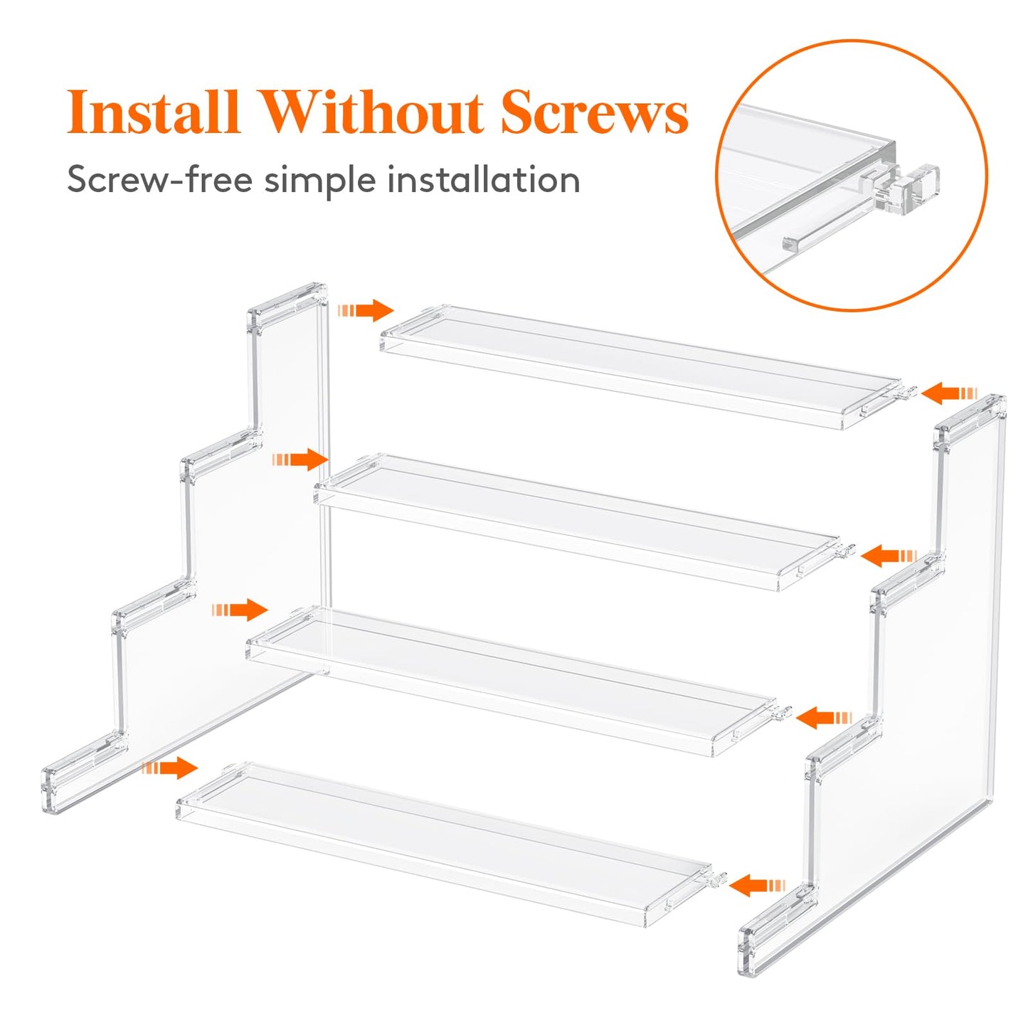 Lifewit 4 Tier Clear Display Risers Stand, 12 Inch Plastic Risers for Display, Plastic Organizers for Figures, Cupcake, Perfume, Dessert, Desktop Display Stand for Organize and Decoration, 1pack