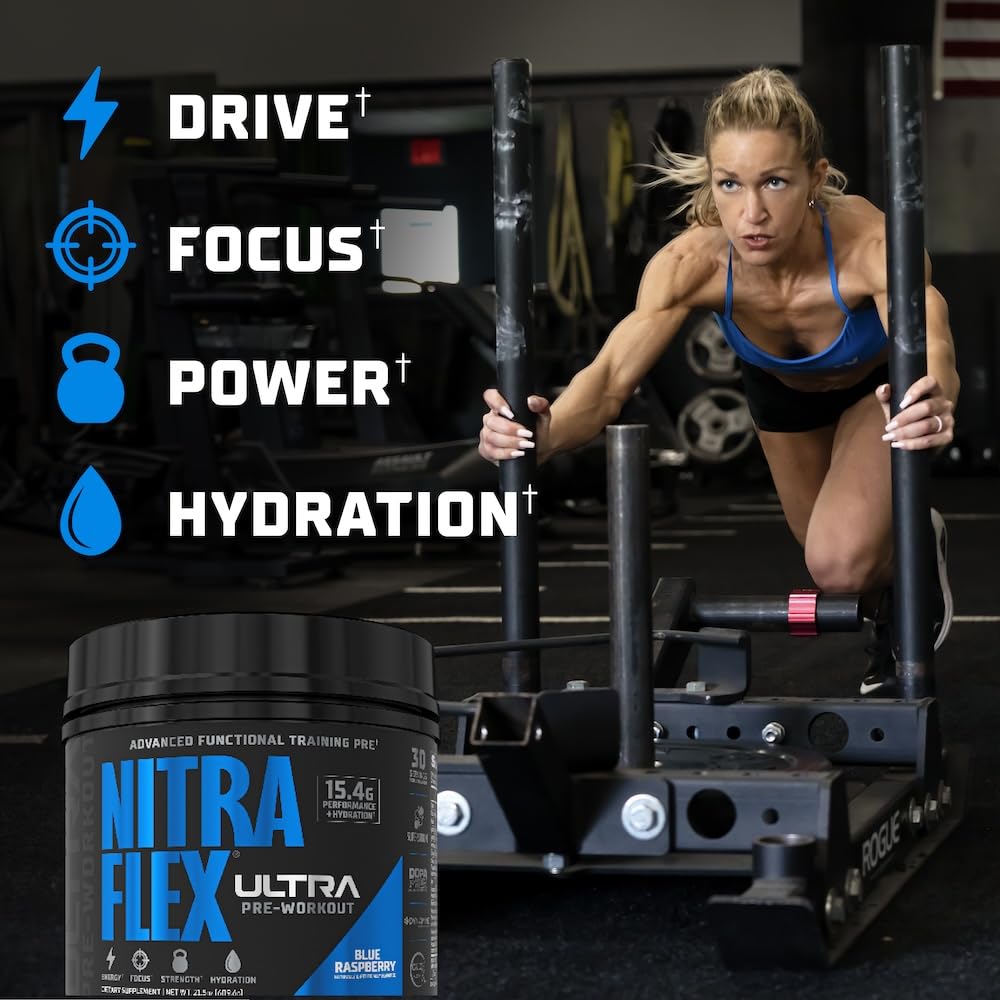 GAT SPORT Nitraflex Ultra Pre-Workout Supplement (30 Servings, Blue Raspberry)