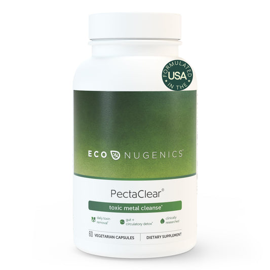 EcoNugenics PectaClear Detox Supplement for Toxic Metal Cleanse - Naturally & Safely Eliminates Toxins for Gut, Liver & Kidney Detox & Repair - Helps with Energy, Weight, Hormone Balance - 60 Capsules