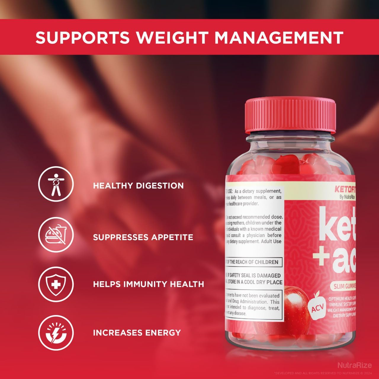 NutraRize (Pack of 2 Ketofit Keto+ACV Gummies, Advanced Weight Loss, Dietary Supplement, Gomitas Reviews (120 Gummies)