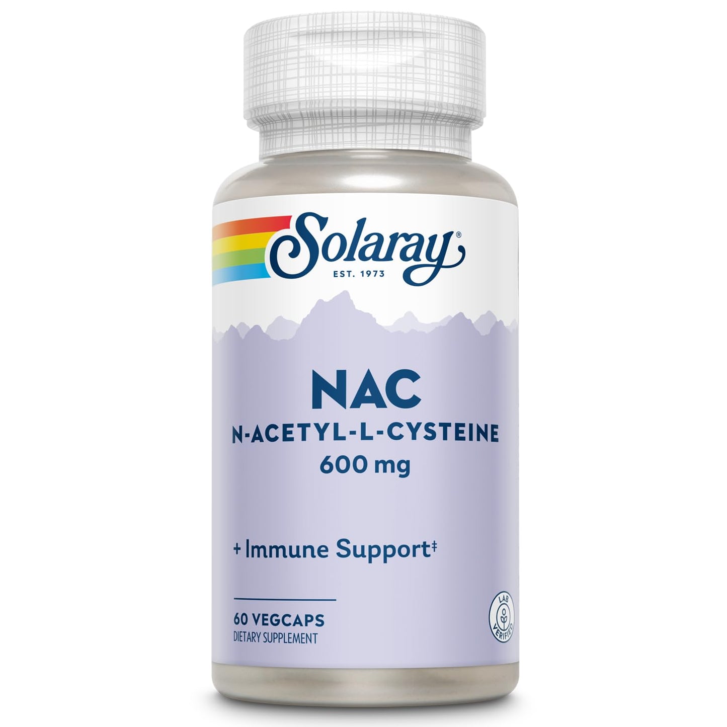 SOLARAY NAC Supplement - N Acetyl Cysteine 600 mg - Precursor to Glutathione Supplement - Immune Support Supplement - Lab Verified, 60-Day Guarantee - 60 Servings, 60 VegCaps