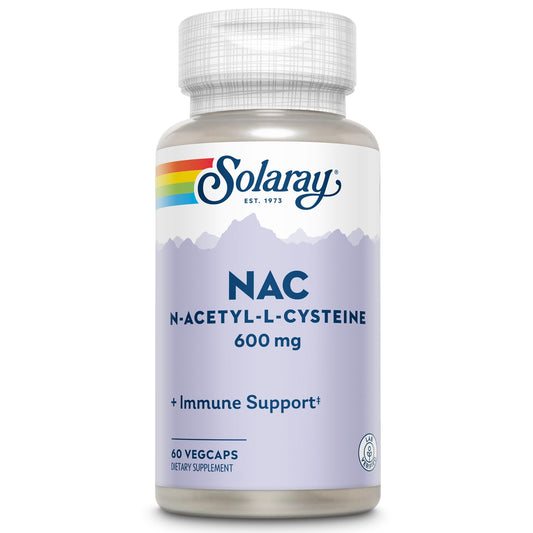 SOLARAY NAC Supplement - N Acetyl Cysteine 600 mg - Precursor to Glutathione Supplement - Immune Support Supplement - Lab Verified, 60-Day Guarantee - 60 Servings, 60 VegCaps