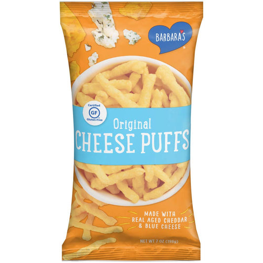 Barbaras Original Cheese Puffs Gluten Free Real Aged Cheese 7 Oz Bag Pack of 12