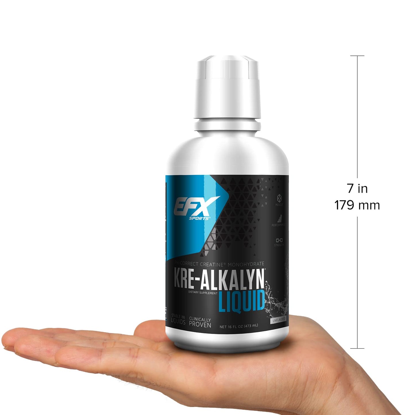 EFX Sports Kre-Alkalyn Creatine, Liquid Concentrate, PH-Correct Creatine Monohydrate, Multi-Patented Formula, Gain Strength, Build Muscle & Enhance Performance (63 Servings, Unflavored)