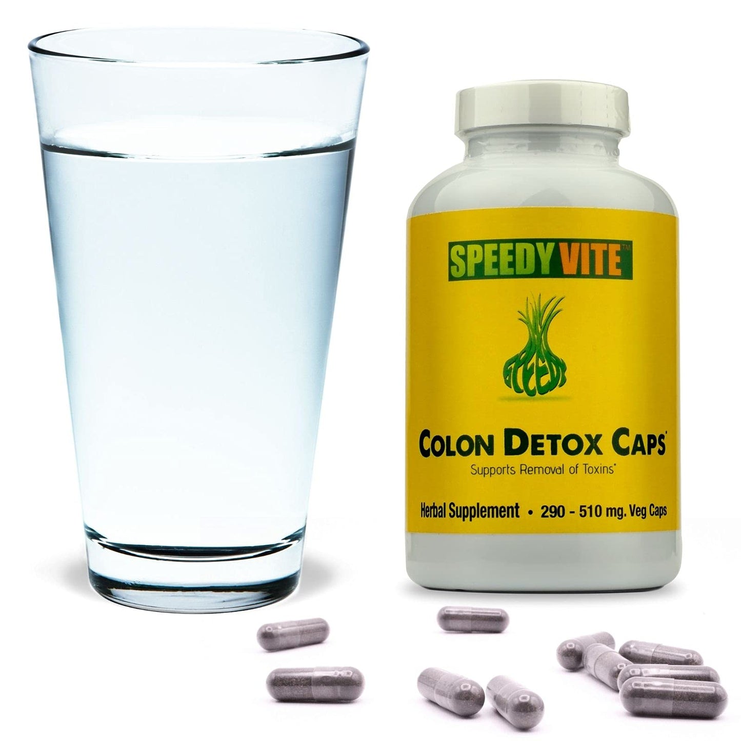 SpeedyVite Colon Detox Supports Natural Removal of Toxins* Organic, Charcoal Psyllium Seed & Husk Flax Seed Apple Fiber/Pectin Slippery Elm Fennel- Powder in 230 Veg Caps