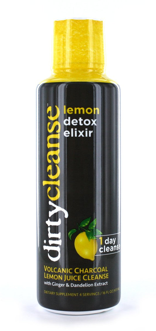 3 Set- Dirty Cleanse Lemon Detox with Volcanic Charcoal with Ginger and Dandelion Extract, 4 Servings