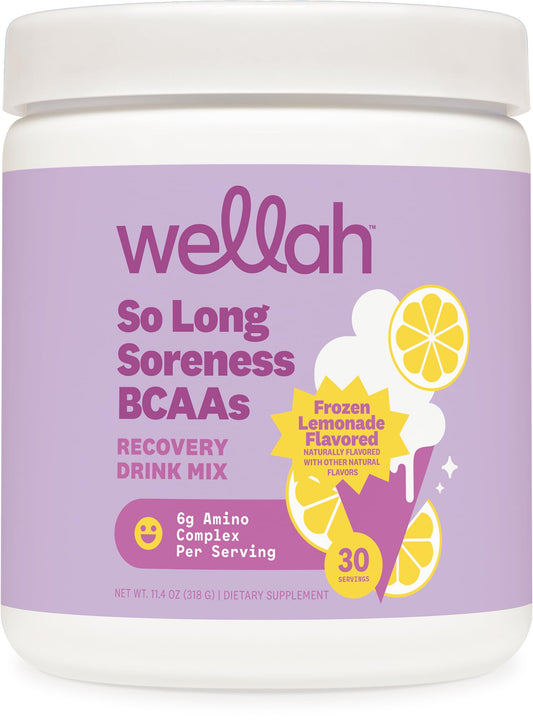 Wellah So Long Soreness BCAA Powder (Frozen Lemonade Flavored) 30 Servings - with Hydration Complex
