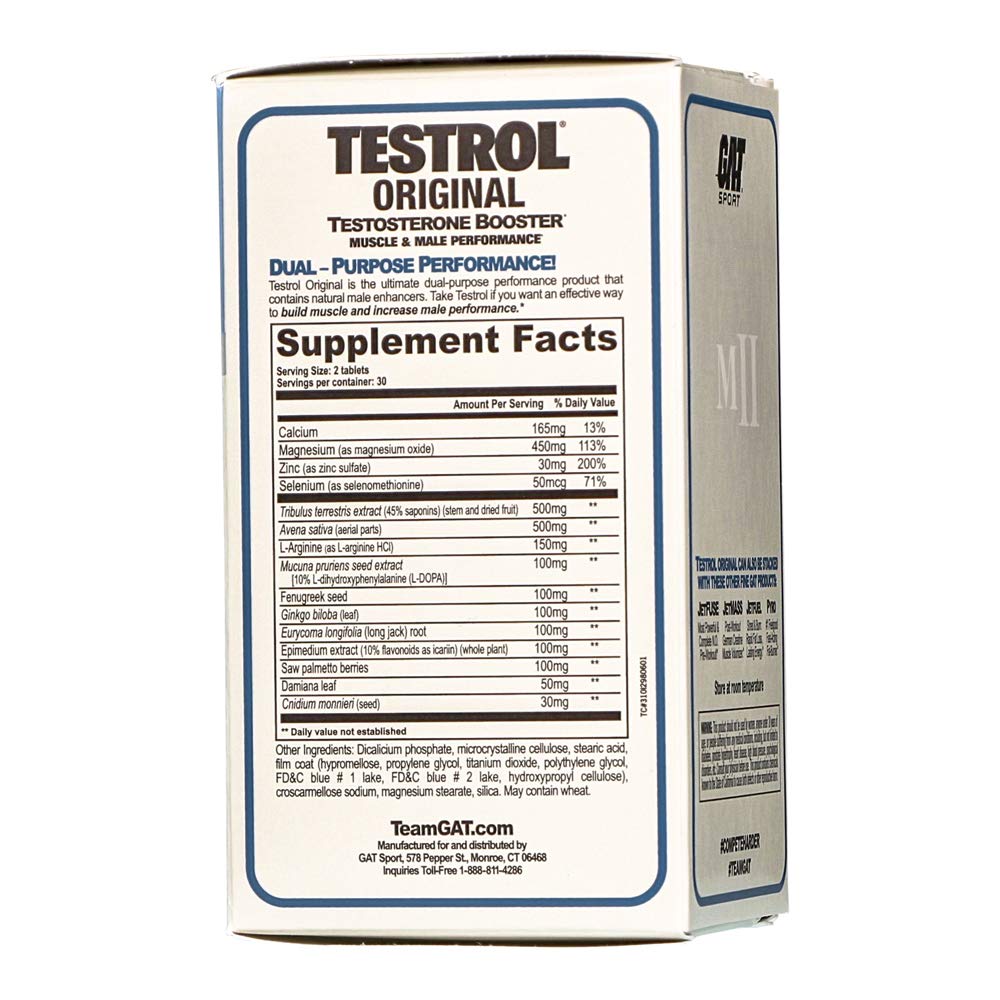GAT Sport Testrol Original Test Booster | Male Performance, Vitality, Tribulus, Zinc, Magnesium | 60 Capsules