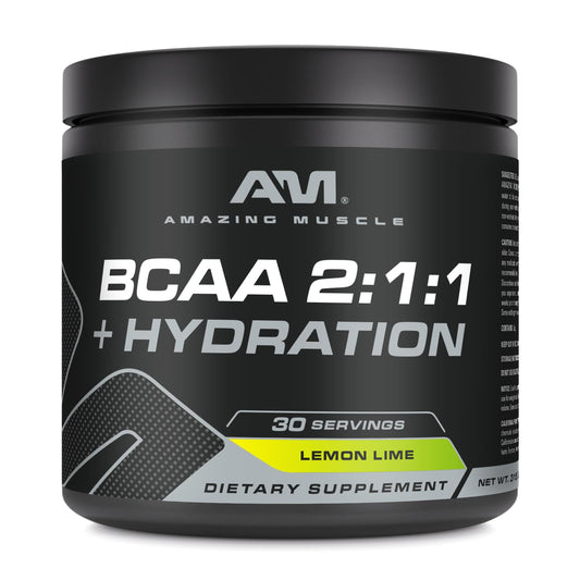 Amazing Muscle BCAA 2:1:1 + Hydratation | 30 Servings | 315 Grams | Natural Lemon Lime Flavor | Branched Amino Acids Supplement | Made in USA
