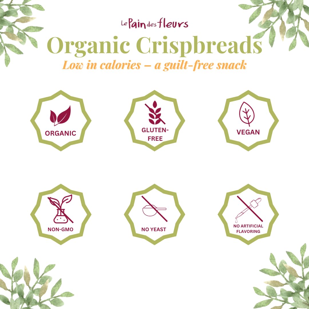 Le Pain Des Fleurs Organic Buckwheat Crispbread  Low Sodium Low Fat Vegan Crackers 6 Pack of 53 oz Boxes