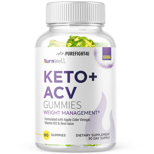 PureFight4U BurnWell Keto +ACV Gummies | Weight Management, ACV Support, Beet Juice & Vitamin B12 | Dietary Supplement 60 Gummies