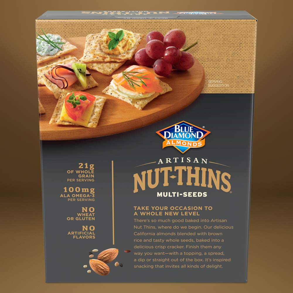 Blue Diamond Almonds Artisan Nut Thins Cracker Crisps MultiSeeds 425 Ounce Pack of 12