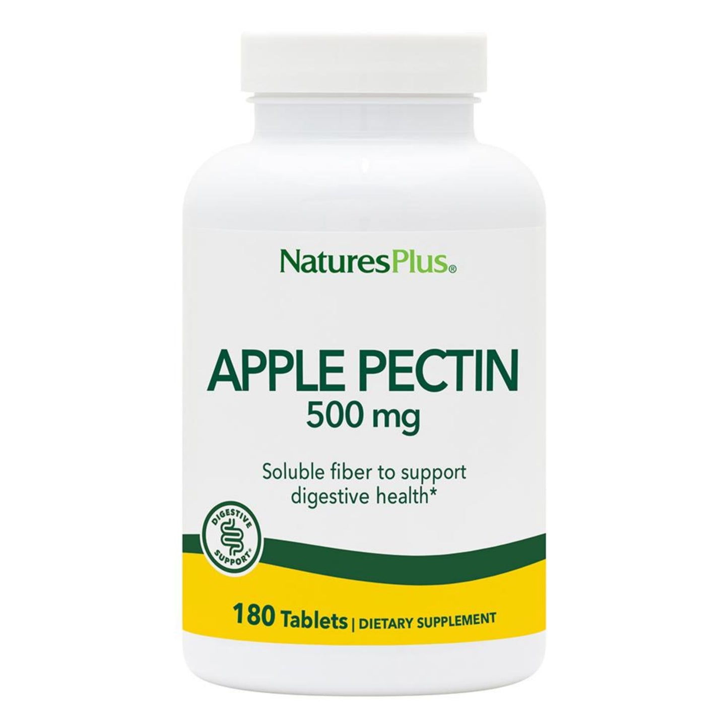 NaturesPlus Apple Pectin - 500 mg, 180 Tablets - Natural Fiber Supplement - Vegetarian, Gluten Free - 180 Servings