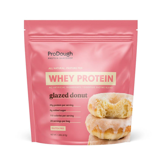 ProDough Gourmet Whey Isolate Hydrolized Protein Powder for Shake Mix- Easy Digest Enzyme Blend, 25g Protein per Serving, Natural Ingredients, Gluten Free, Keto Friendly (Glazed Donut)
