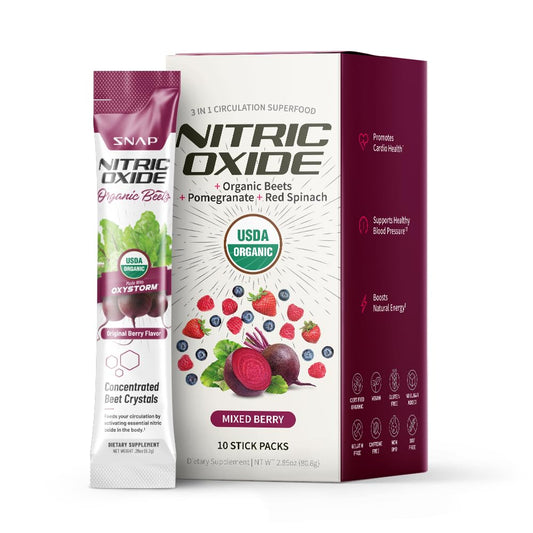Snap Supplements Nitric Oxide Organic Beet Root Powder, Circulation Superfood On-The-Go, Convenient Single Serve Packs (10 Packs)