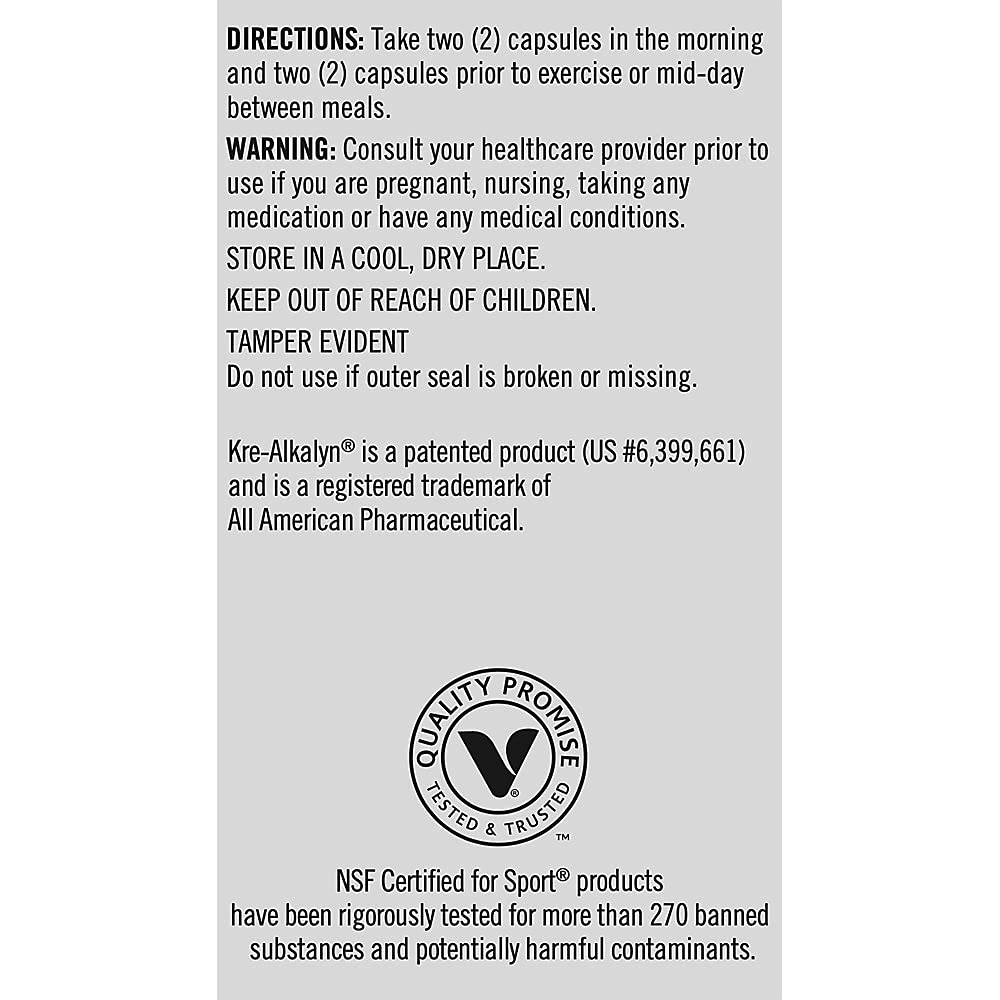 True Athlete Kre Alkalyn 1,500mg - Helps Build Muscle, Gain Strength & Increase Performance, Buffered Creatine for Optimal Absorption - NSF Certified for Sport (120 Capsules)