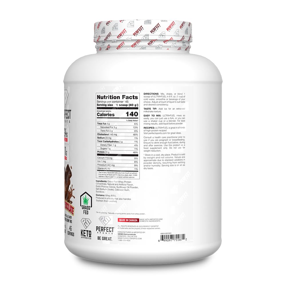 PERFECT SPORTS Ultra Fuel Grass-Fed Whey Protein - 4lbs Vanilla Ice Cream