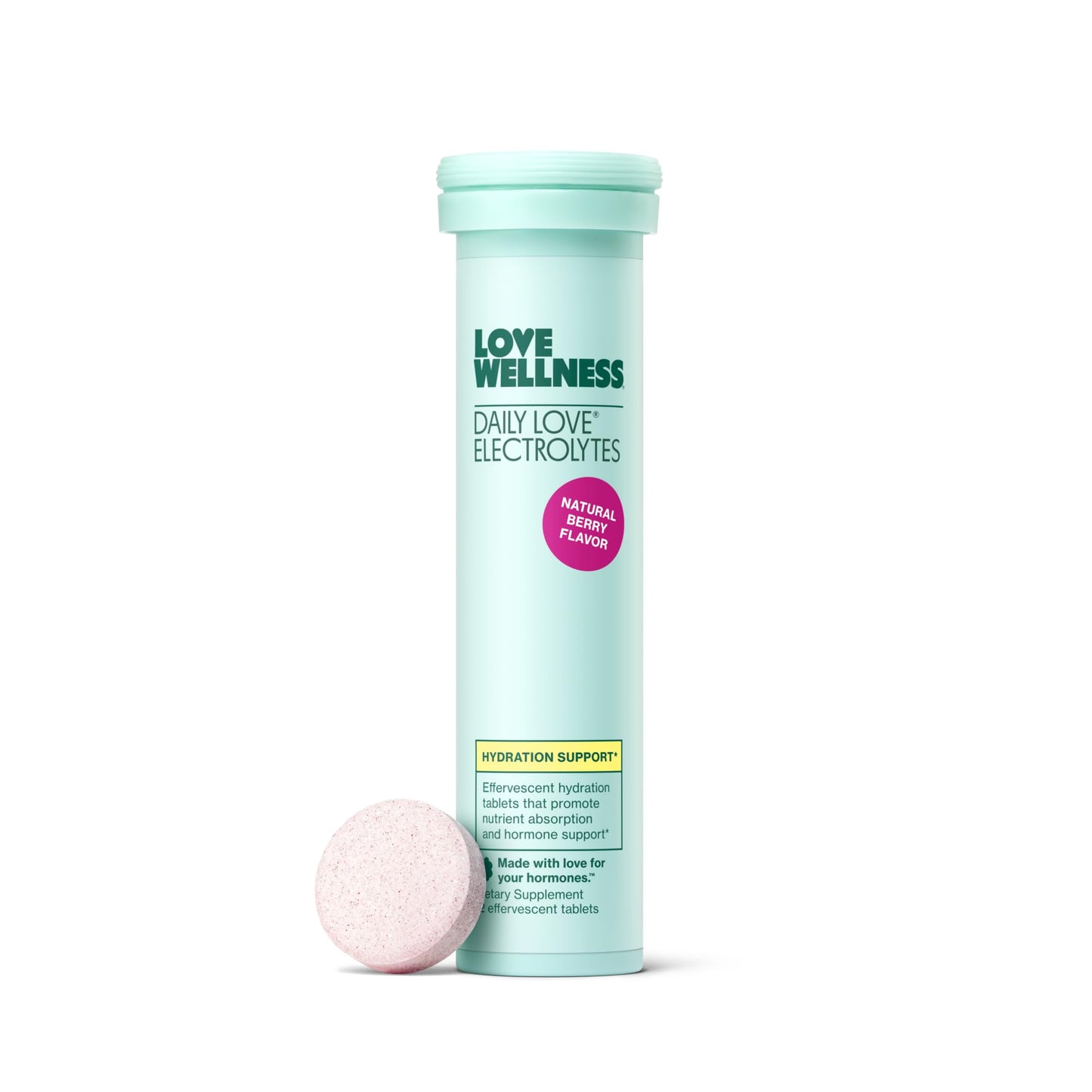 Love Wellness Daily Love Electrolytes | Hydration Tablets for Women | Supports Nutrient Absorption | Healthy Hormone Balance | Energy | Healthy Cortisol Level | Health Mood | 12 Tablets, Berry Flavor
