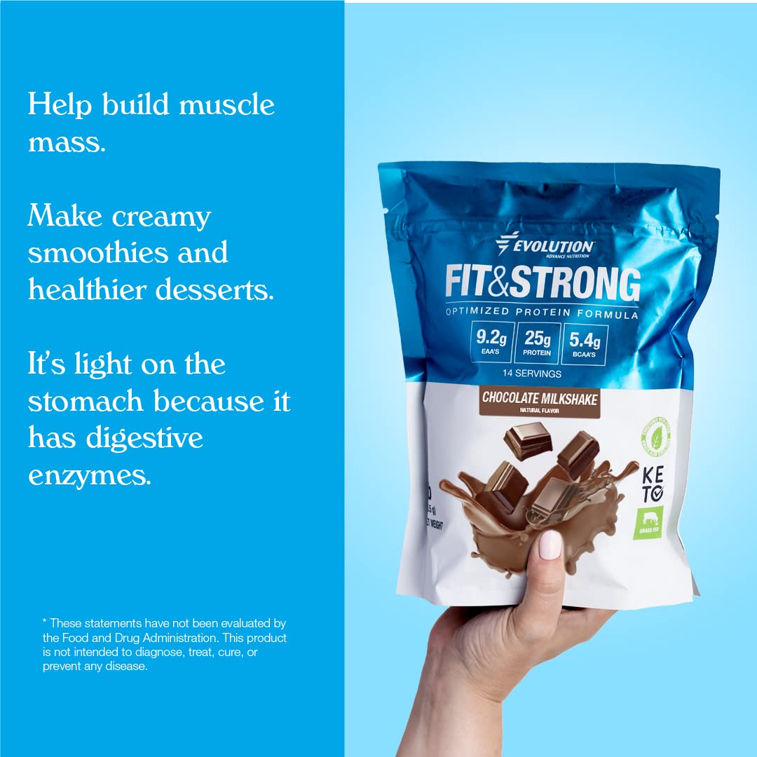 Evolution Advance Nutrition Fit & Strong - Pure Whey Protein Powder with BCAA, 100% Grass-Fed, Quick Absorbing and Fast Digesting for Optimal Muscle Recovery, Natural Flavor - 2 Pounds (Chocolate)