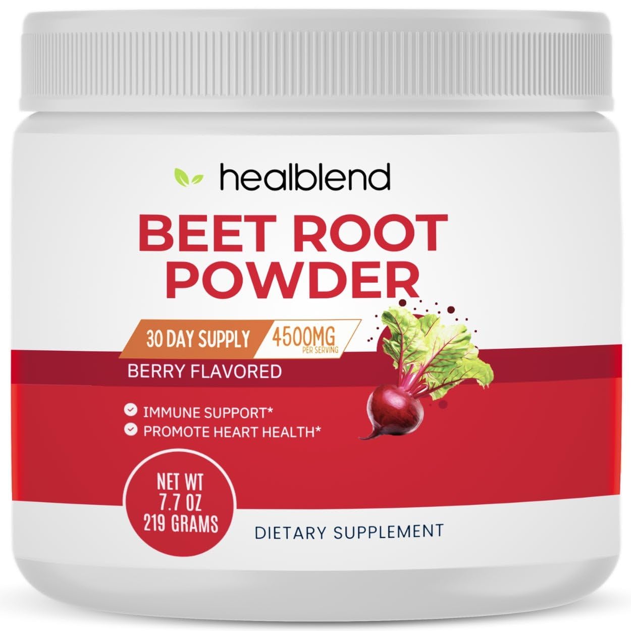 healblend Organic Beet Root Powder with Raspberry Powder, Organic Natural Acai, Vitamin C, Niacin, Berry Flavored, 30 Day Supply